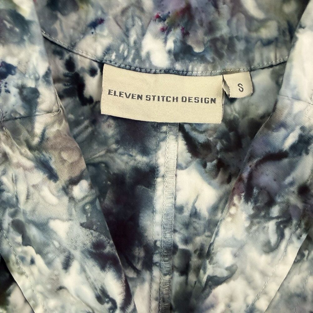 ELEVEN STITCH DESIGN Tie Dye Wrap Pocket Jacket Woman Small Blue Lagenlook USA - Picture 9 of 13
